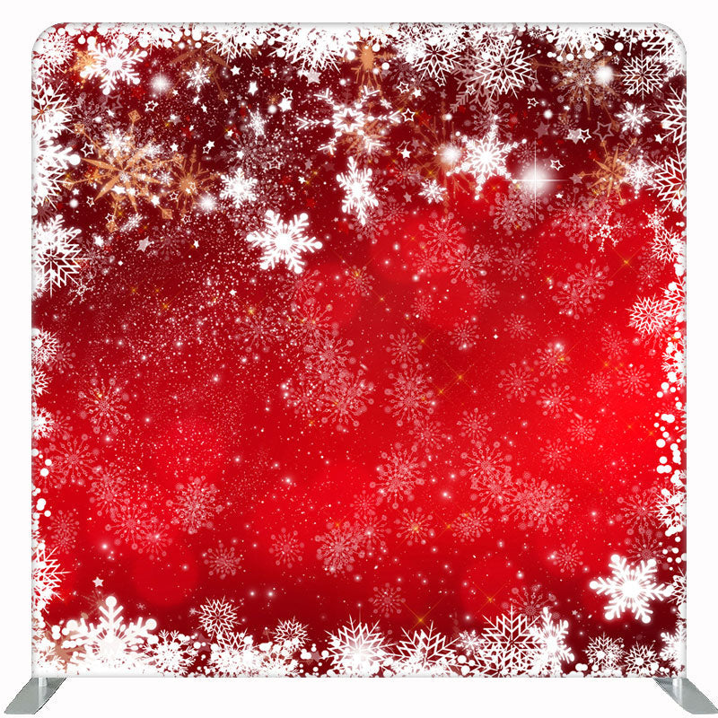 Red Background With Snowflakes Double Sided Backdrop - Layoris