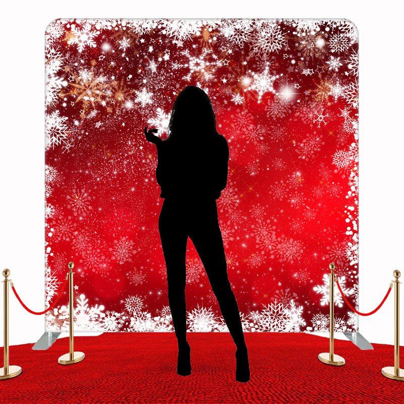 Red Background With Snowflakes Double Sided Backdrop - Layoris