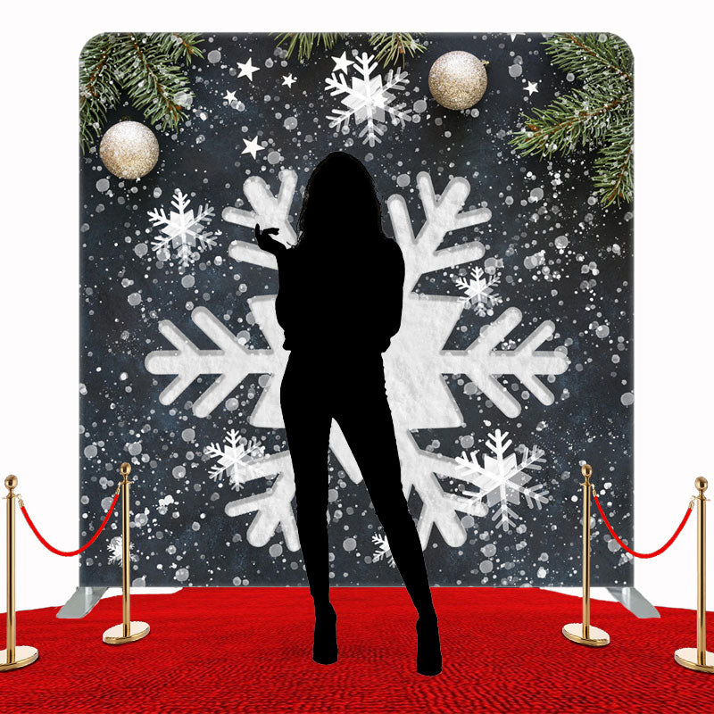Snowflakes Balls Christmas Double Sided Backdrop - Layoris