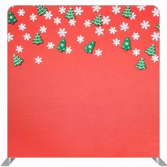 Snowflakes Pine Tree Red Christmas Double Sided Backdrop - Layoris
