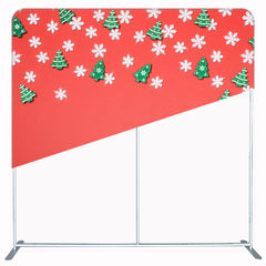 Snowflakes Pine Tree Red Christmas Double Sided Backdrop - Layoris
