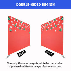 Snowflakes Pine Tree Red Christmas Double Sided Backdrop - Layoris