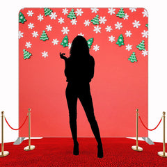 Snowflakes Pine Tree Red Christmas Double Sided Backdrop - Layoris