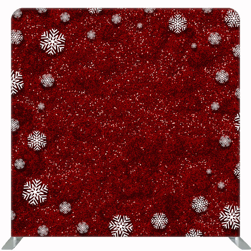 Sparkling Red And Snowflakes Double Sided Backdrop - Layoris