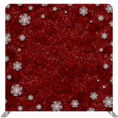 Sparkling Red And Snowflakes Double Sided Backdrop - Layoris