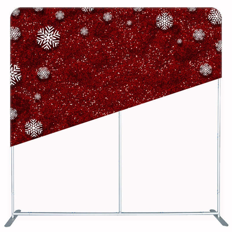 Sparkling Red And Snowflakes Double Sided Backdrop - Layoris