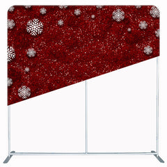 Sparkling Red And Snowflakes Double Sided Backdrop - Layoris