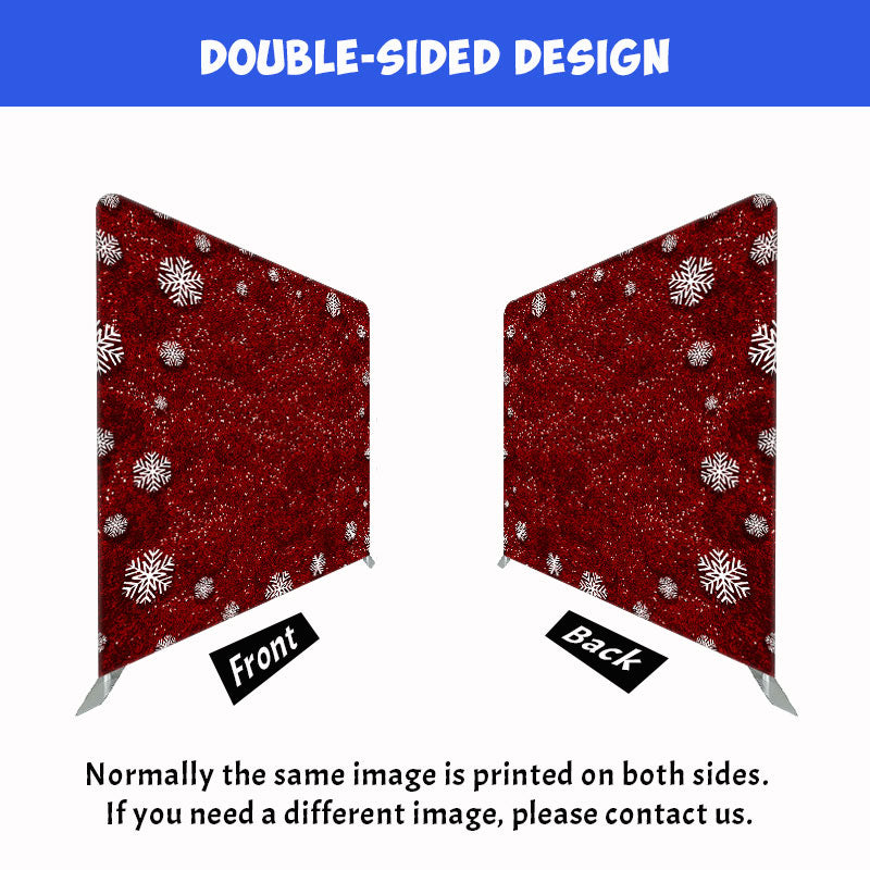 Sparkling Red And Snowflakes Double Sided Backdrop - Layoris