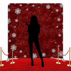 Sparkling Red And Snowflakes Double Sided Backdrop - Layoris