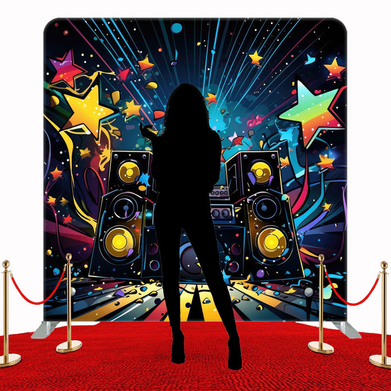 Music Machine Star Dance Party Double Sided Backdrop - Layoris