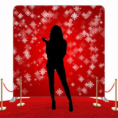 Snowflakes Red Christmas Double Sided Backdrop - Layoris