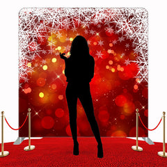 Snowflakes Light Bokeh Red Christmas Double Sided Backdrop - Layoris