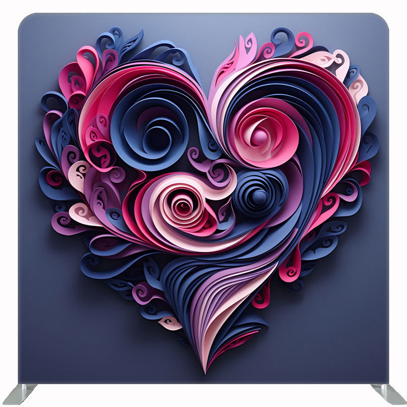 Pink And Blue Curled Heart Double Sided Backdrop - Layoris