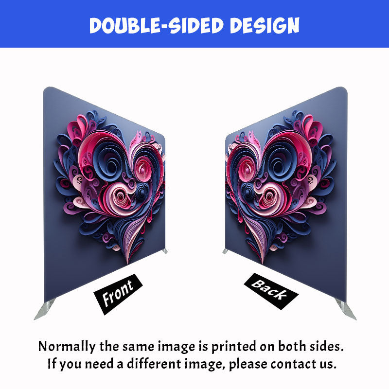 Pink And Blue Curled Heart Double Sided Backdrop - Layoris