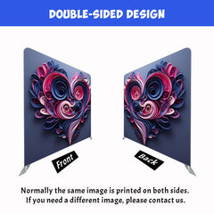Pink And Blue Curled Heart Double Sided Backdrop - Layoris