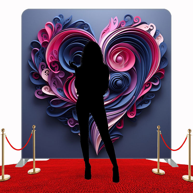 Pink And Blue Curled Heart Double Sided Backdrop - Layoris
