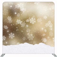 Falling Snowflakes Golden Fabric Double Sided Backdrop - Layoris