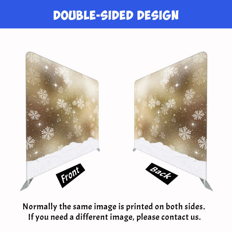 Falling Snowflakes Golden Fabric Double Sided Backdrop - Layoris