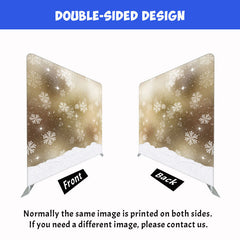 Falling Snowflakes Golden Fabric Double Sided Backdrop - Layoris