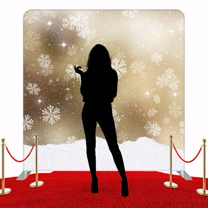 Falling Snowflakes Golden Fabric Double Sided Backdrop - Layoris