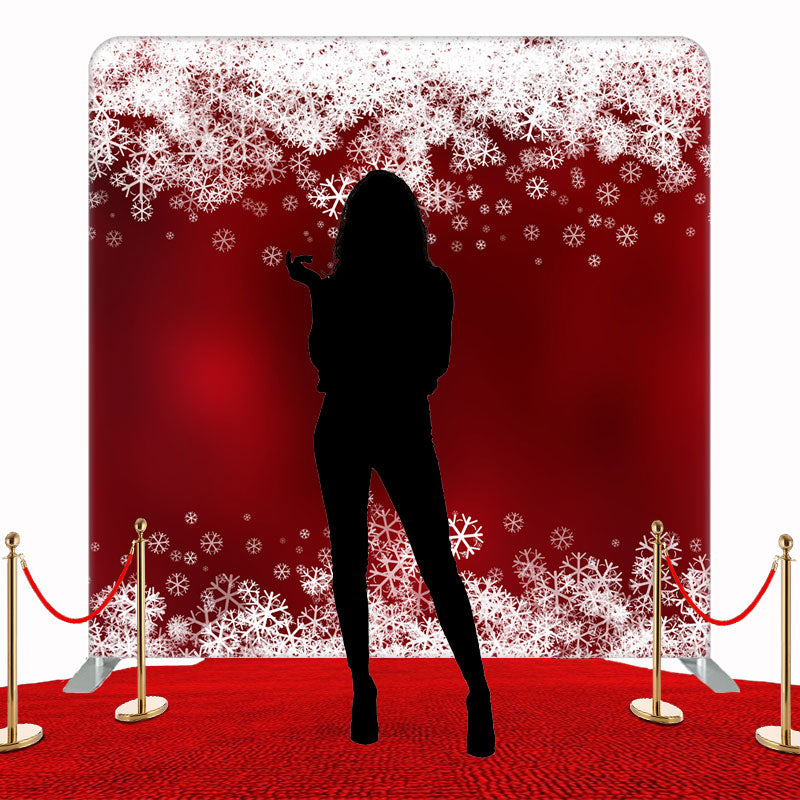 Dense Snowflakes Red Christmas Double Sided Backdrop - Layoris