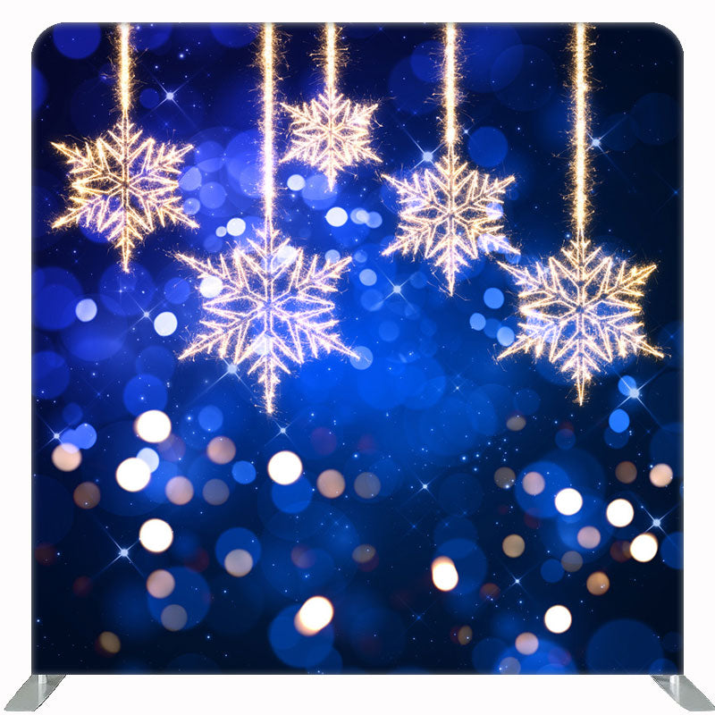Plush Snowflake Blue Fabric Double Sided Backdrop - Layoris