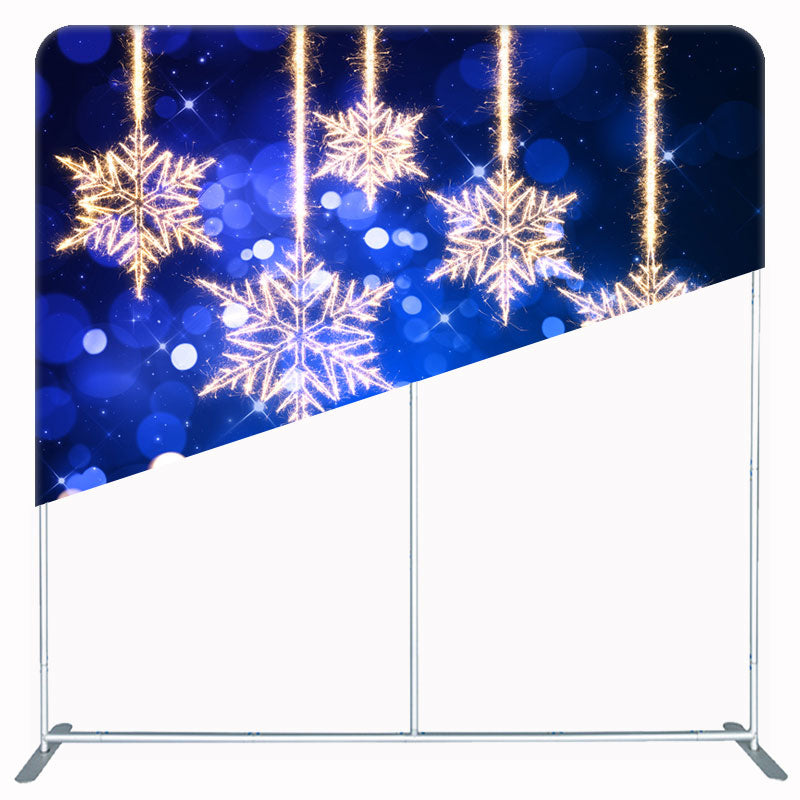 Plush Snowflake Blue Fabric Double Sided Backdrop - Layoris
