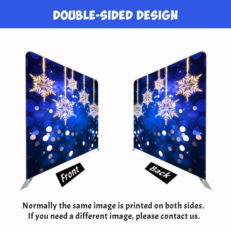 Plush Snowflake Blue Fabric Double Sided Backdrop - Layoris
