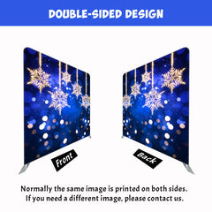 Plush Snowflake Blue Fabric Double Sided Backdrop - Layoris