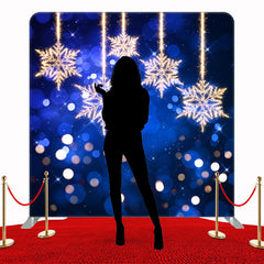 Plush Snowflake Blue Fabric Double Sided Backdrop - Layoris