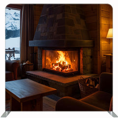 Burning Fireplace Christmas Double Sided Backdrop - Layoris