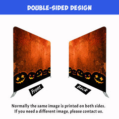 Smiley Pumpkin Orange Wall Halloween Double Sided Backdrop - Layoris