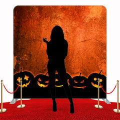 Smiley Pumpkin Orange Wall Halloween Double Sided Backdrop - Layoris