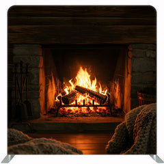 Fireplace Christmas Fabric Double Sided Backdrop - Layoris