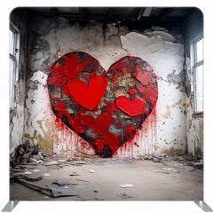 Old Wall Hand Painted Heart Valentines Backdrop - Layoris