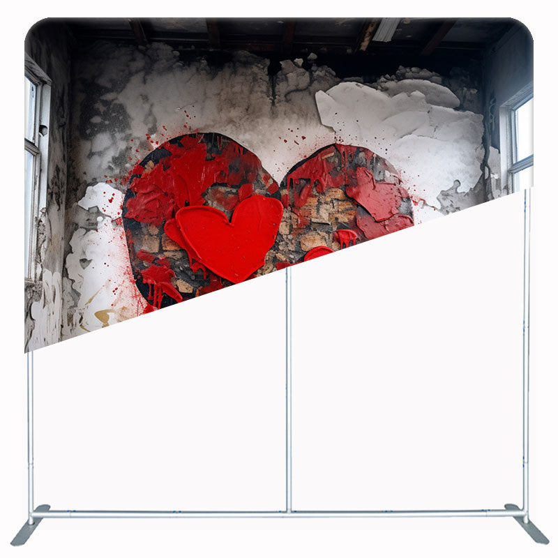 Old Wall Hand Painted Heart Valentines Backdrop - Layoris