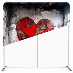 Old Wall Hand Painted Heart Valentines Backdrop - Layoris