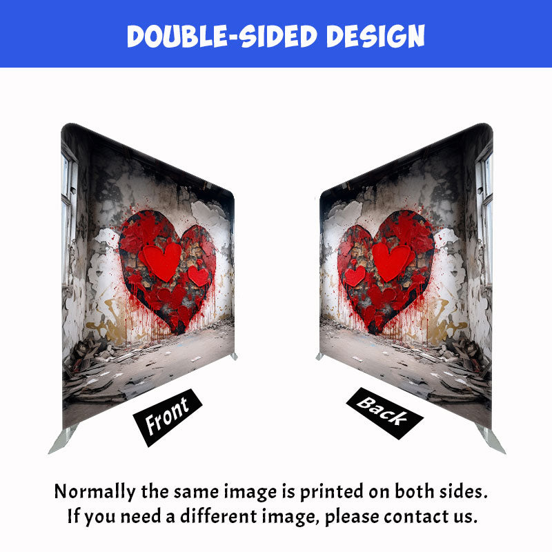 Old Wall Hand Painted Heart Valentines Backdrop - Layoris