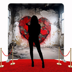 Old Wall Hand Painted Heart Valentines Backdrop - Layoris