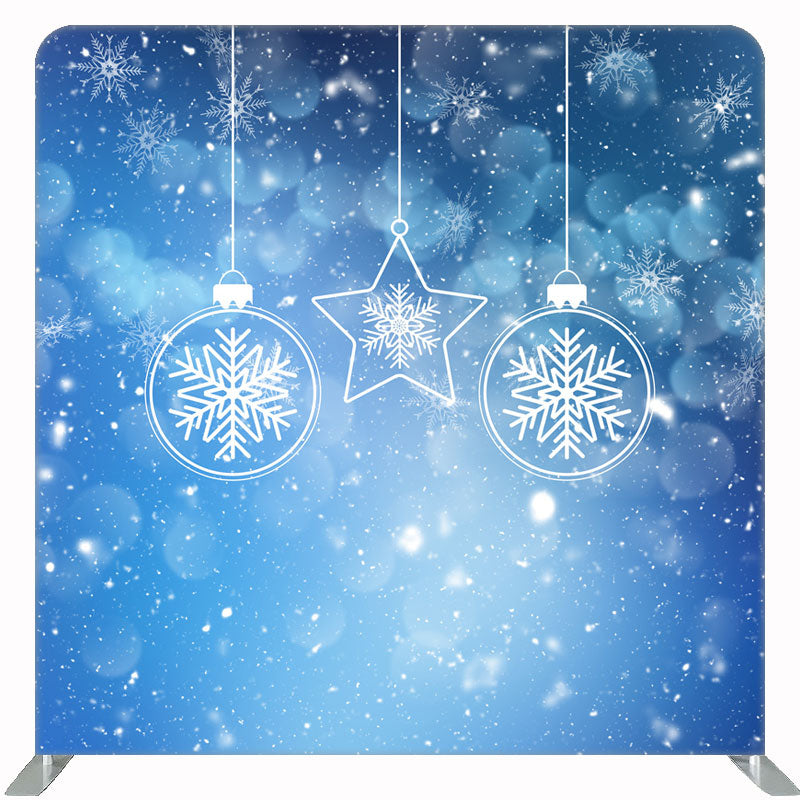 Snowflake Pendant Blue Christmas Double Sided Backdrop - Layoris