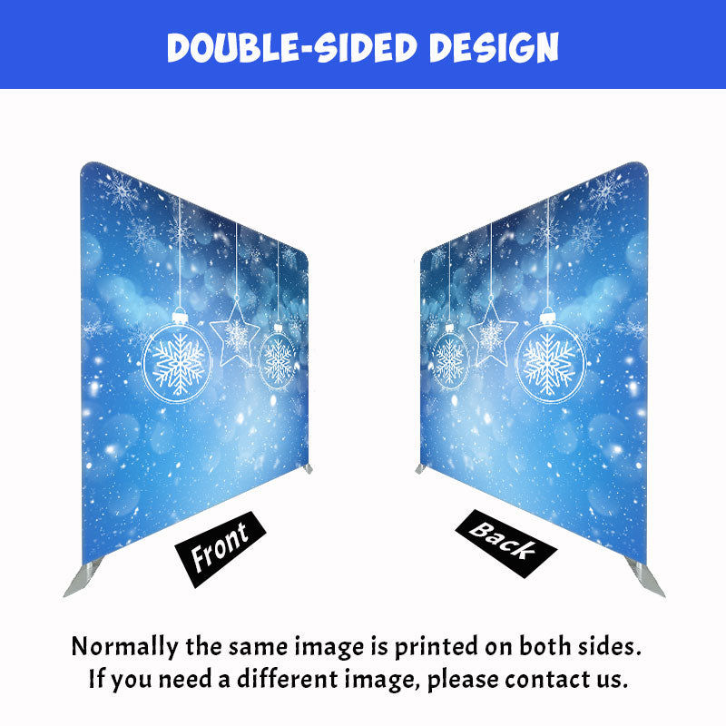 Snowflake Pendant Blue Christmas Double Sided Backdrop - Layoris