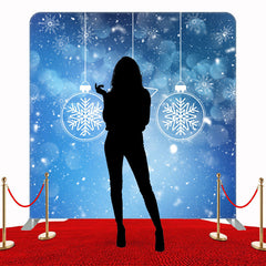 Snowflake Pendant Blue Christmas Double Sided Backdrop - Layoris
