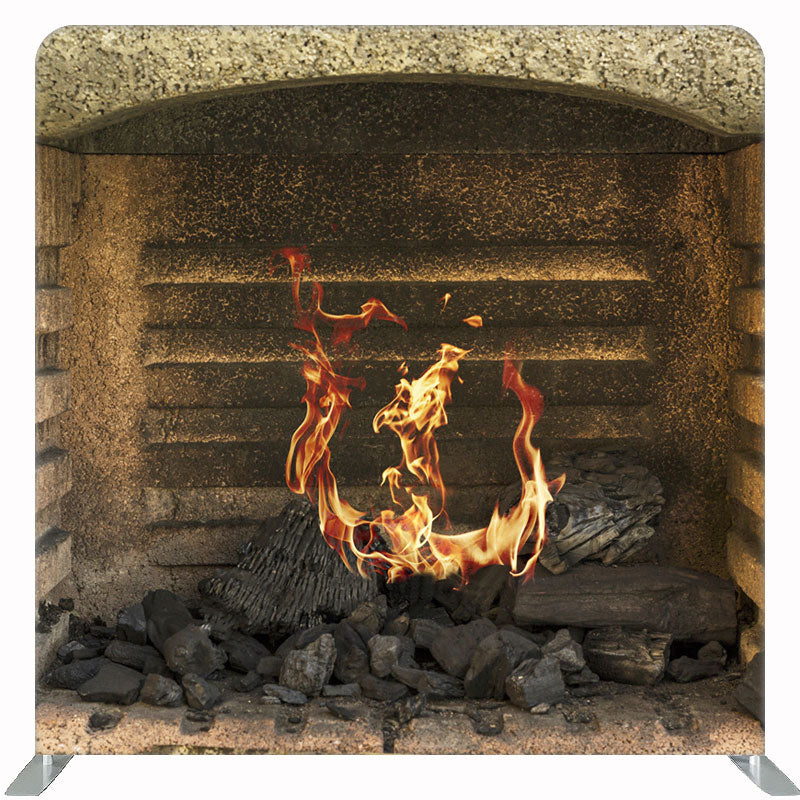 Charcoal Fireplace Christmas Double Sided Backdrop - Layoris