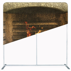 Charcoal Fireplace Christmas Double Sided Backdrop - Layoris