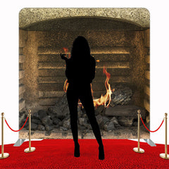 Charcoal Fireplace Christmas Double Sided Backdrop - Layoris