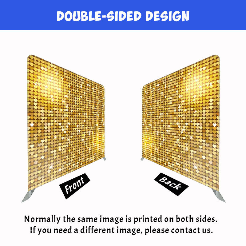 Gold Sparkle Sequin Party Square Double Sided Backdrop - Layoris