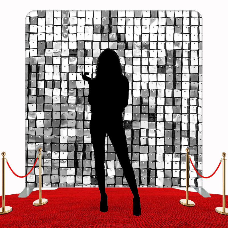 Sparkling Silver Sequin Wall Double Sided Backdrop - Layoris