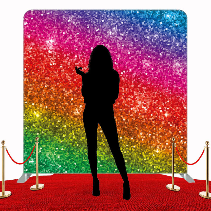 Rainbow Sequins Sparkle Party Double Sided Backdrop - Layoris