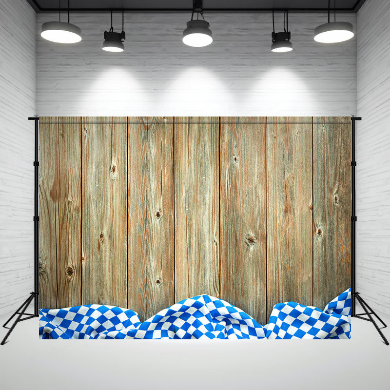 Wooden Planks Blue White Texture Oktoberfest Backdrop - Layoris