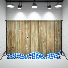 Wooden Planks Blue White Texture Oktoberfest Backdrop - Layoris